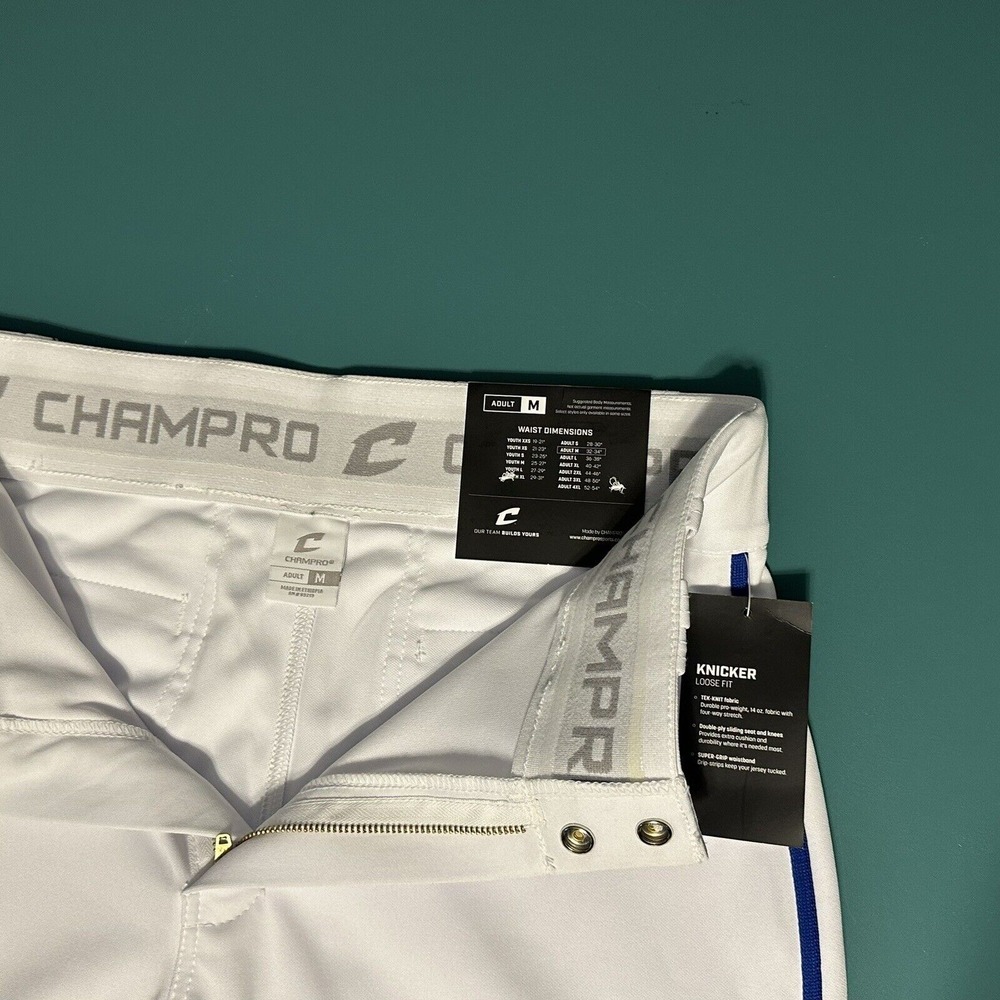 Champro Adult Triple Crown Knicker Baseball Pant White Blue Stripe Medium New - Picture 4 of 15